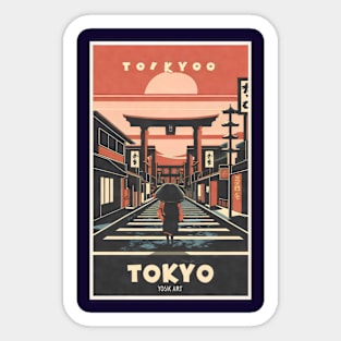 Vintage temple in Tokyo Japan Sticker